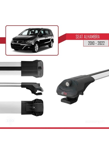 Seat Alhambra 2010-2022 Arası ile Uyumlu Ace-1 Ara Atkı Tavan Barı Gri modelleri