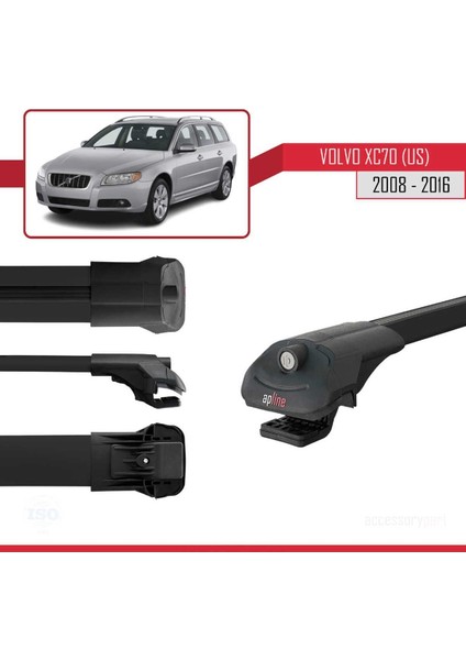 Volvo XC70 (Us) 2008-2016 Arası ile Uyumlu Ace-1 Ara Atkı Tavan Barı Siyah modelleri