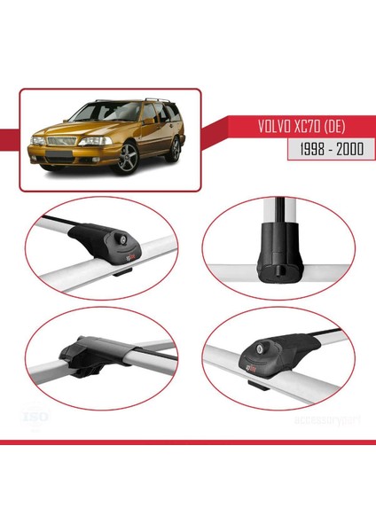 Volvo XC70 (De) 1998-2000 Arası ile Uyumlu Ace-1 Ara Atkı Tavan Barı Gri fırsatları