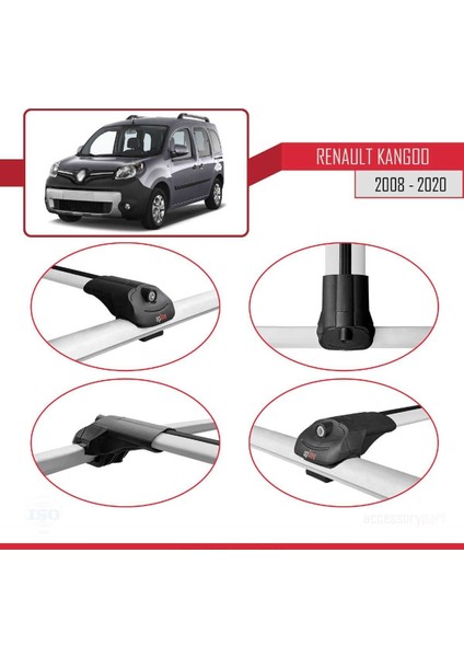 Renault Kangoo 2008-2020 Arası ile Uyumlu Ace-1 Ara Atkı Tavan Barı Gri fırsatları