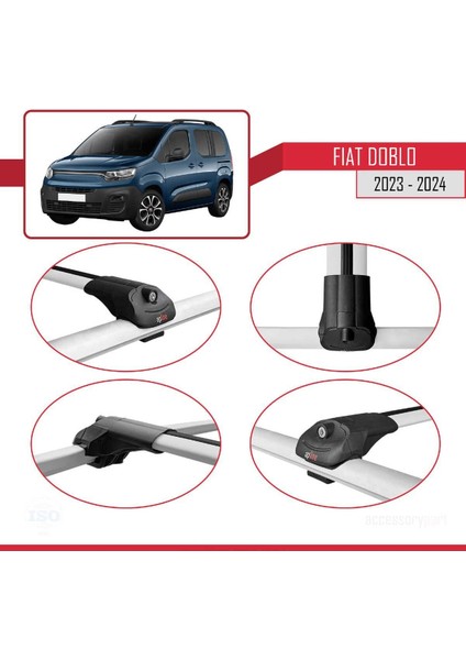 Fiat Doblo 2023 ve Sonrası ile Uyumlu Ace-1 Ara Atkı Tavan Barı Gri indirimleri