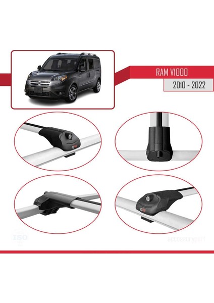Ram V1000 2010-2022 Arası ile Uyumlu Ace-1 Ara Atkı Tavan Barı Gri