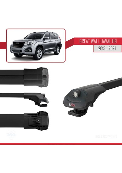 Great Wall Haval H9 2015 ve Sonrası ile Uyumlu Ace-1 Ara Atkı Tavan Barı Siyah modelleri