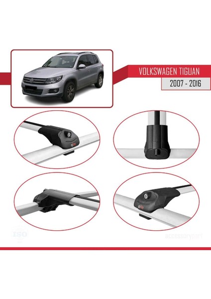Volkswagen Tiguan 2007-2016 Arası ile Uyumlu Ace-1 Ara Atkı Tavan Barı Gri fırsatları