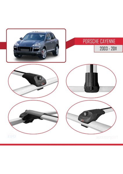 Porsche Cayenne 2003-2011 Arası ile Uyumlu Ace-1 Ara Atkı Tavan Barı Gri