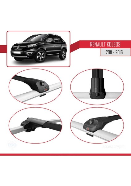 Renault Koleos 2011-2016 Arası ile Uyumlu Ace-1 Ara Atkı Tavan Barı Siyah fırsatları