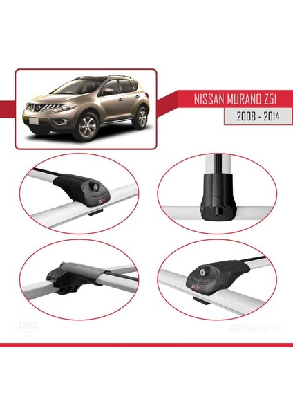Nissan Murano (Z51) 2008-2014 Arası ile Uyumlu Ace-1 Ara Atkı Tavan Barı Gri fırsatları