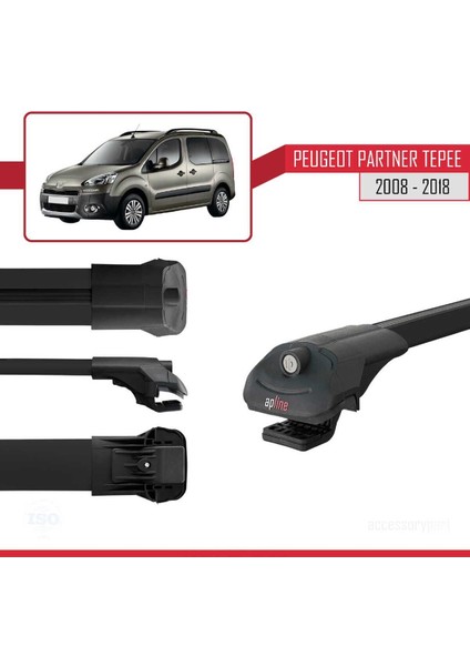 Peugeot Partner Tepee 2008-2018 Arası ile Uyumlu Ace-1 Ara Atkı Tavan Barı Siyah fırsatları
