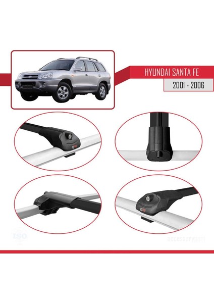 Hyundai Santa Fe (Sm) 2001-2006 Arası ile Uyumlu Ace-1 Ara Atkı Tavan Barı Siyah fırsatları