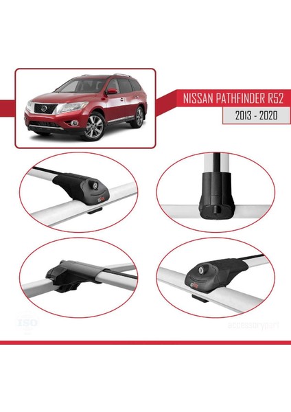 Nissan Pathfinder (R52) 2013-2020 Arası ile Uyumlu Ace-1 Ara Atkı Tavan Barı Gri fırsatları