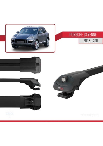 Porsche Cayenne 2003-2011 Arası ile Uyumlu Ace-1 Ara Atkı Tavan Barı Siyah