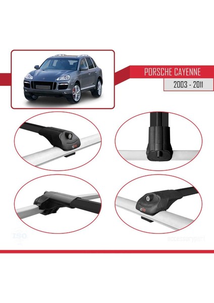 Porsche Cayenne 2003-2011 Arası ile Uyumlu Ace-1 Ara Atkı Tavan Barı Siyah