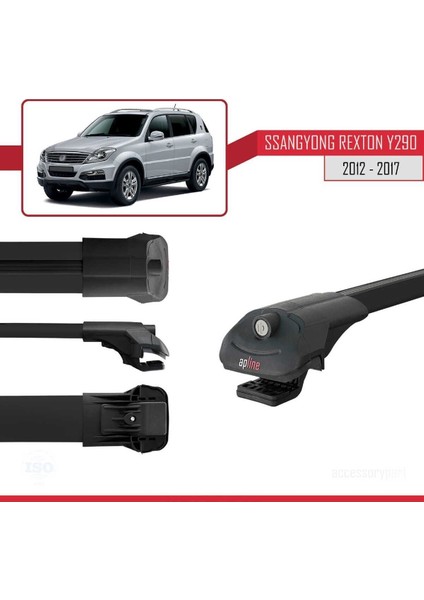 Ssangyong Rexton (Y290) 2012-2017 Arası ile Uyumlu Ace-1 Ara Atkı Tavan Barı Siyah