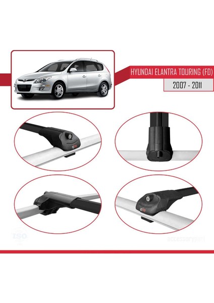 Hyundai Elantra Touring (Fd) 2007-2011 Arası ile Uyumlu Ace-1 Ara Atkı Tavan Barı Siyah fırsatları