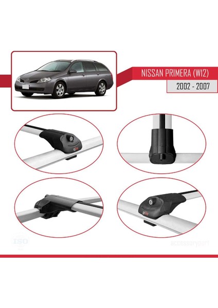 Nissan Primera (W12) 2002-2007 Arası ile Uyumlu Ace-1 Ara Atkı Tavan Barı Gri fırsatları