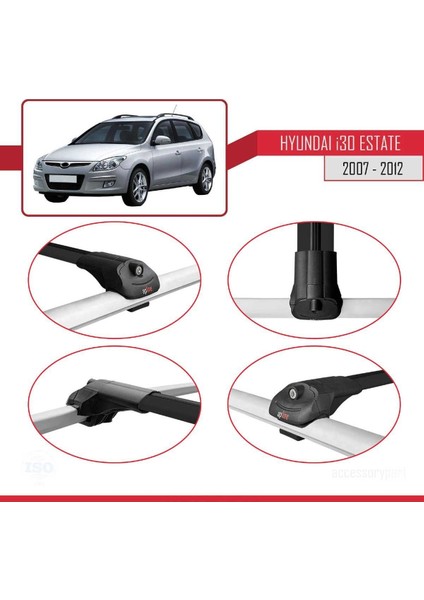 Hyundai I30 Estate 2007-2012 Arası ile Uyumlu Ace-1 Ara Atkı Tavan Barı Siyah fırsatları