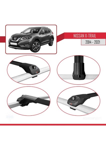 Nissan X-Trail 2014-2021 Arası ile Uyumlu Ace-1 Ara Atkı Tavan Barı Siyah fırsatları