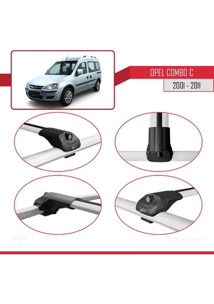 Opel Combo (C) 2001-2011 Arası ile Uyumlu Ace-1 Ara Atkı Tavan Barı Gri fırsatları