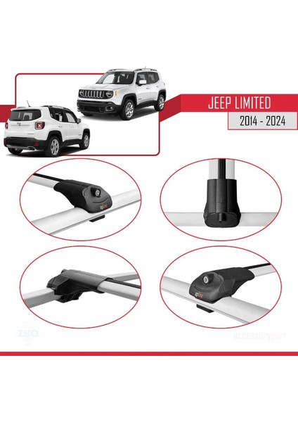 Jeep Limited 2014 ve Sonrası ile Uyumlu Ace-1 Ara Atkı Tavan Barı Gri fırsatları