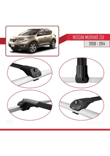 Nissan Murano (Z51) 2008-2014 Arası ile Uyumlu Ace-1 Ara Atkı Tavan Barı Siyah fırsatları