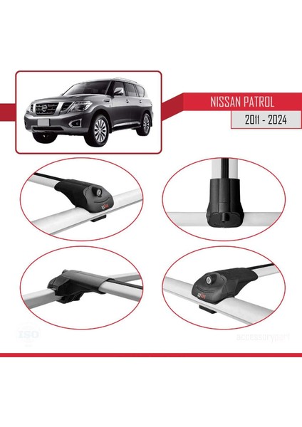 Nissan Patrol Y62 2011 ve Sonrası ile Uyumlu Ace-1 Ara Atkı Tavan Barı Gri fırsatları