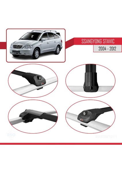 Ssangyong Stavic 2004-2012 Arası ile Uyumlu Ace-1 Ara Atkı Tavan Barı Siyah