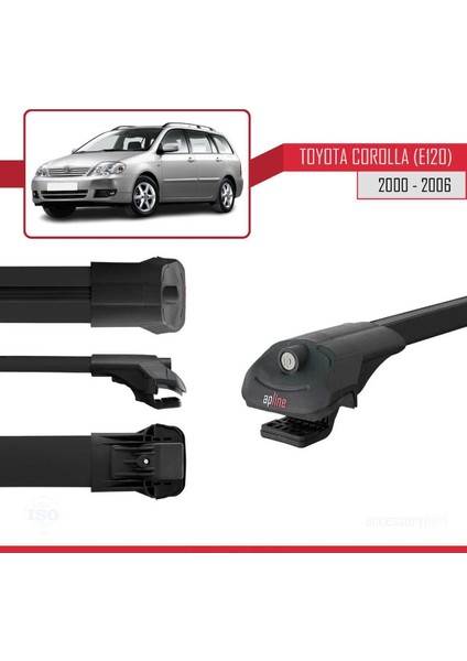 Toyota Corolla (E120) 2000-2006 Arası ile Uyumlu Ace-1 Ara Atkı Tavan Barı Siyah modelleri