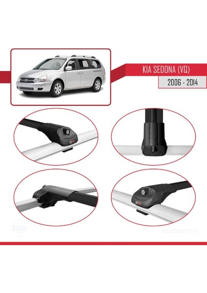Kia Sedona (Vq) 2006-2014 Arası ile Uyumlu Ace-1 Ara Atkı Tavan Barı Siyah fırsatları