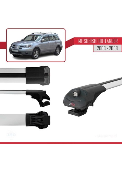 Mitsubishi Outlander 2003-2008 Arası ile Uyumlu Ace-1 Ara Atkı Tavan Barı Gri modelleri