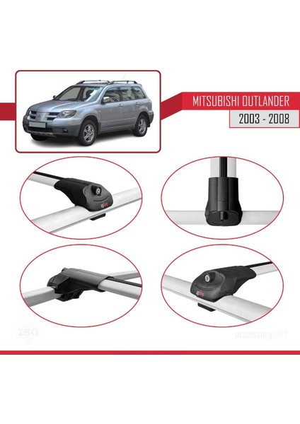 Mitsubishi Outlander 2003-2008 Arası ile Uyumlu Ace-1 Ara Atkı Tavan Barı Gri fırsatları