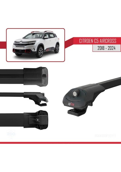 Citroen C5 Aircross 2018 ve Sonrası ile Uyumlu Ace-1 Ara Atkı Tavan Barı Siyah