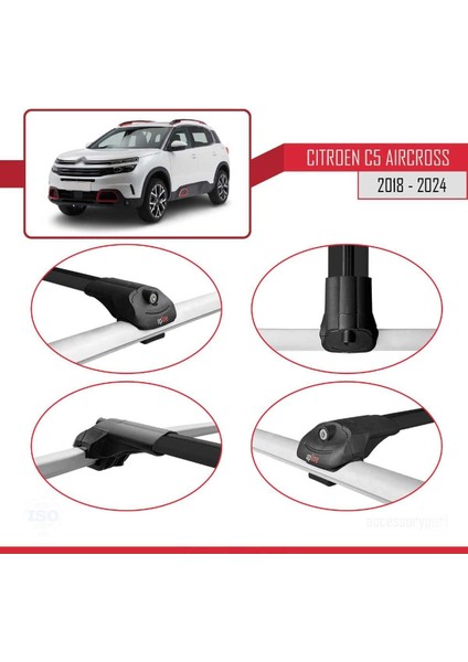 Citroen C5 Aircross 2018 ve Sonrası ile Uyumlu Ace-1 Ara Atkı Tavan Barı Siyah