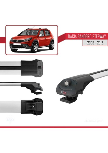Dacia Sandero Stepway 2008-2012 Arası ile Uyumlu Ace-1 Ara Atkı Tavan Barı Gri modelleri