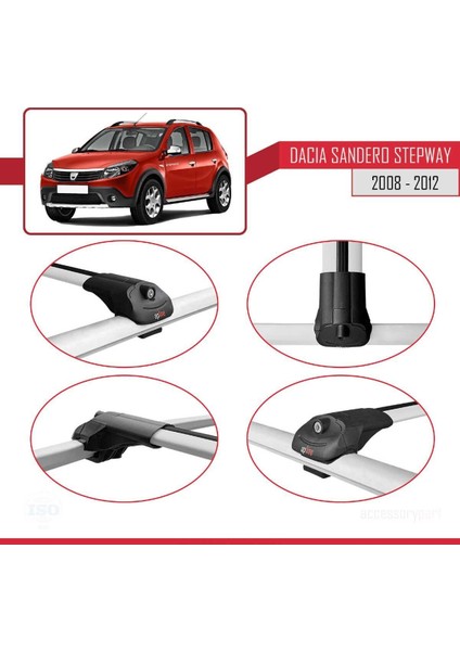 Dacia Sandero Stepway 2008-2012 Arası ile Uyumlu Ace-1 Ara Atkı Tavan Barı Gri fırsatları