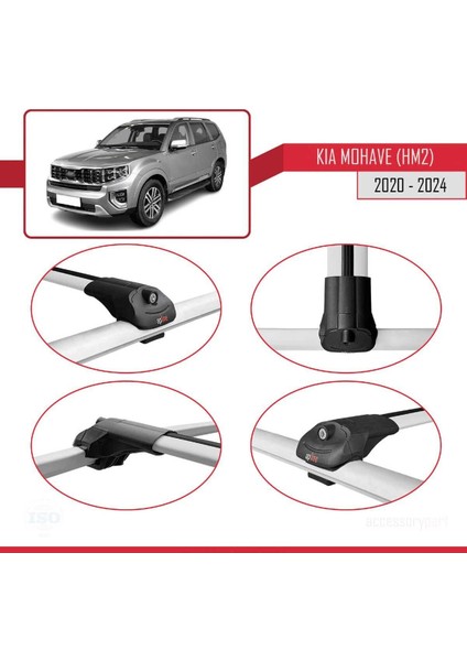 Kia Mohave (Hm2) 2020 ve Sonrası ile Uyumlu Ace-1 Ara Atkı Tavan Barı Gri