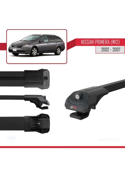 Nissan Primera (W12) 2002-2007 Arası ile Uyumlu Ace-1 Ara Atkı Tavan Barı Siyah modelleri