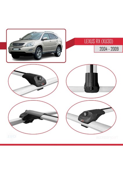 Lexus Rx (XU30) 2004-2009 Arası ile Uyumlu Ace-1 Ara Atkı Tavan Barı Gri