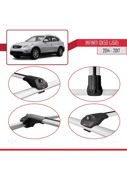 Infiniti QX50 (J50) 2014-2017 Arası ile Uyumlu Ace-1 Ara Atkı Tavan Barı Gri
