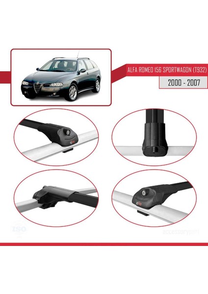 Alfa Romeo 156 Sportwagon (T932) 2000-2007 Arası ile Uyumlu Ace-1 Ara Atkı Tavan Barı Siyah fırsatları