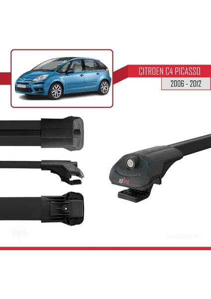 DBC Online Citroen C4 Picasso 2006-2012 Arası ile Uyumlu Ace-1 Ara Atkı Tavan Barı Siyah