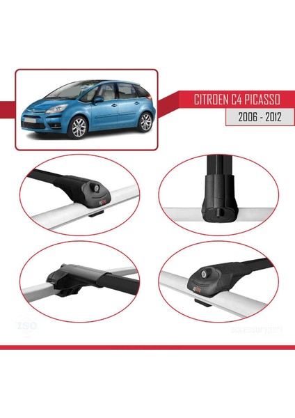 DBC Online Citroen C4 Picasso 2006-2012 Arası ile Uyumlu Ace-1 Ara Atkı Tavan Barı Siyah