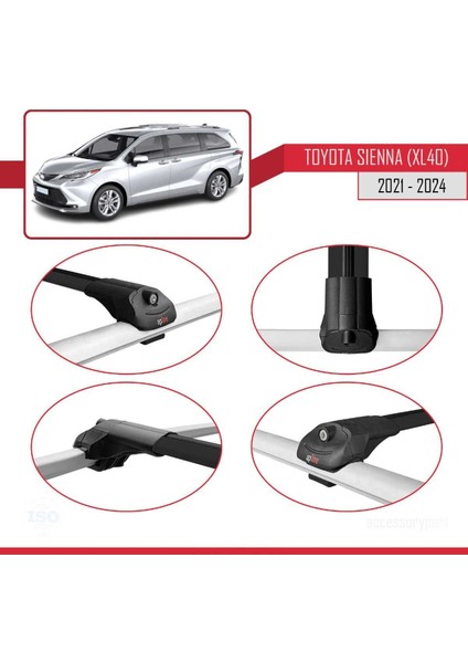 Toyota Sienna (XL40) 2021 ve Sonrası ile Uyumlu Ace-1 Ara Atkı Tavan Barı Siyah fırsatları