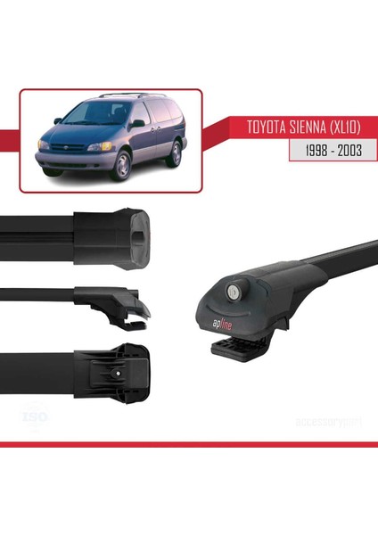 Toyota Sienna (XL10) 1998-2003 Arası ile Uyumlu Ace-1 Ara Atkı Tavan Barı Siyah modelleri