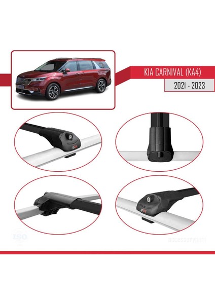 Kia Carnival (Ka4) 2021-2023 Arası ile Uyumlu Ace-1 Ara Atkı Tavan Barı Siyah