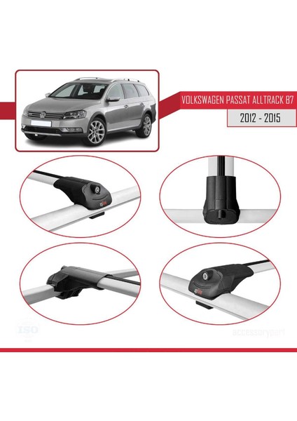 Vw Passat Alltrack B7 2012-2015 Arası ile Uyumlu Ace-1 Ara Atkı Tavan Barı Gri fırsatları