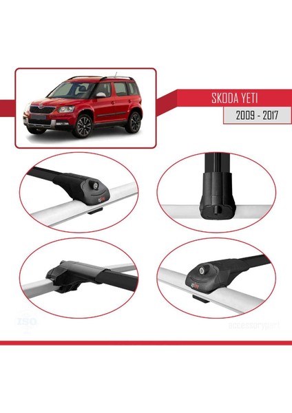 Skoda Yeti 2009-2017 Arası ile Uyumlu Ace-1 Ara Atkı Tavan Barı Siyah