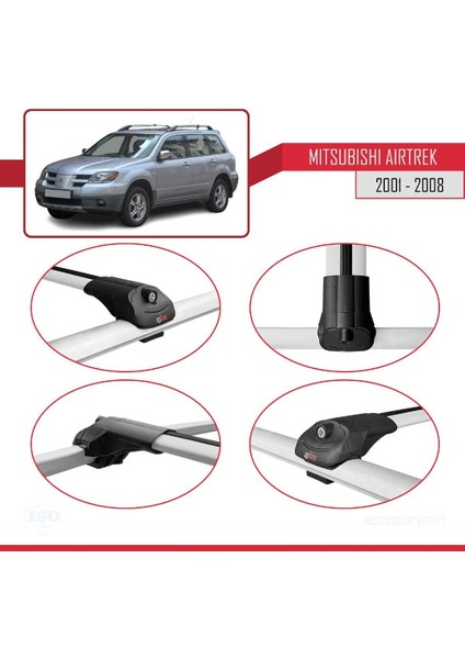 Mitsubishi Airtrek 2001-2008 Arası ile Uyumlu Ace-1 Ara Atkı Tavan Barı Gri fırsatları