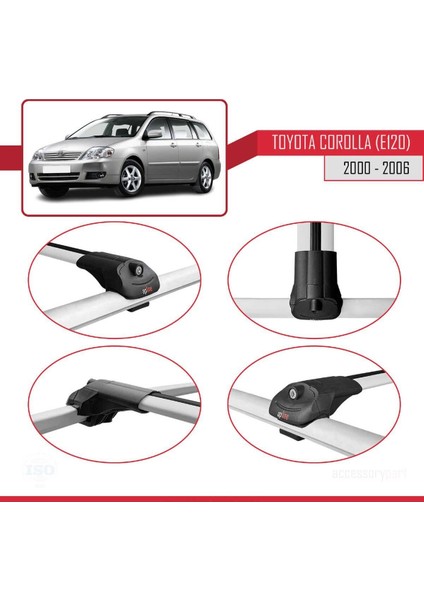 Toyota Corolla (E120) 2000-2006 Arası ile Uyumlu Ace-1 Ara Atkı Tavan Barı Gri fırsatları