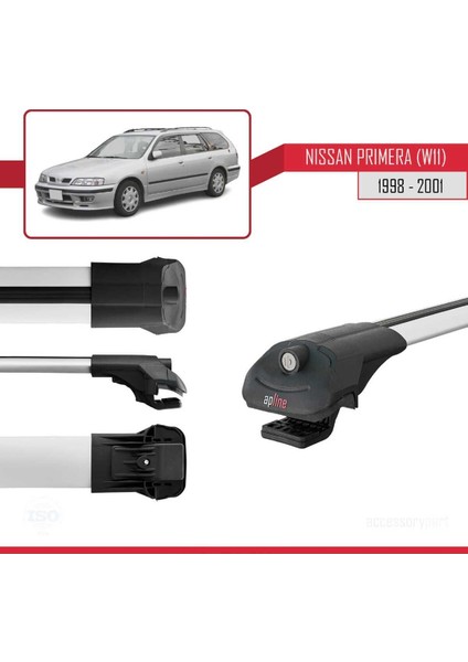 Nissan Primera (W11) 1998-2001 Arası ile Uyumlu Ace-1 Ara Atkı Tavan Barı Gri modelleri