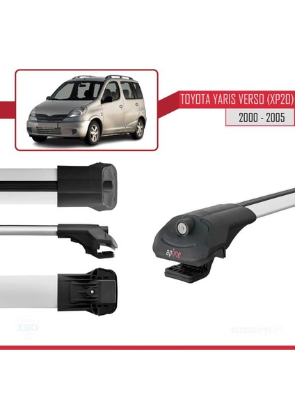 DBC Online Toyota Yaris Verso (XP20) 2000-2005 Arası ile Uyumlu Ace-1 Ara Atkı Tavan Barı Gri